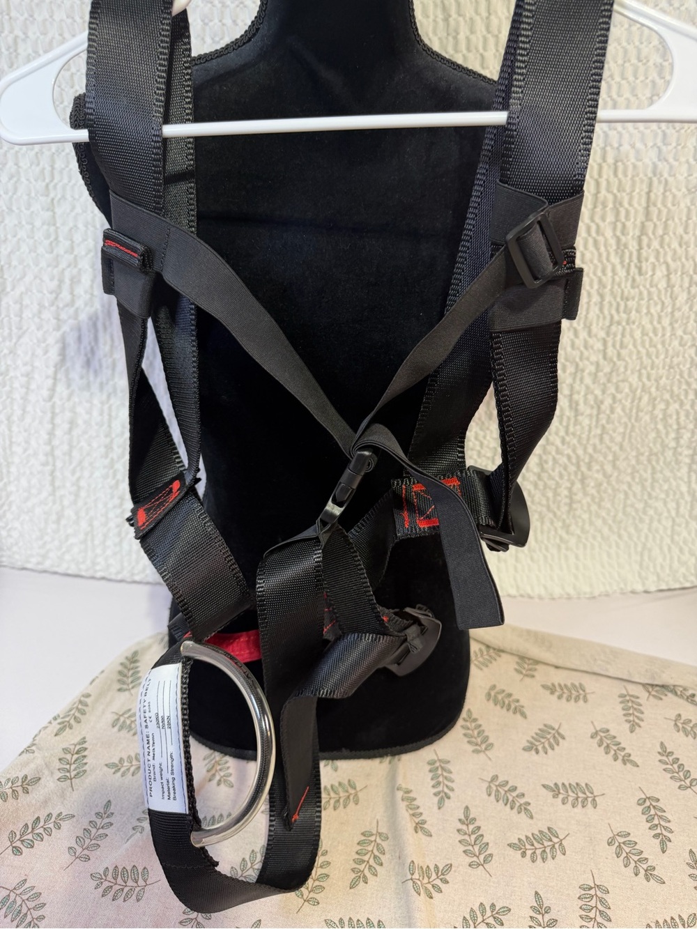 Men's Black Safety Harness with Metal D-Ring